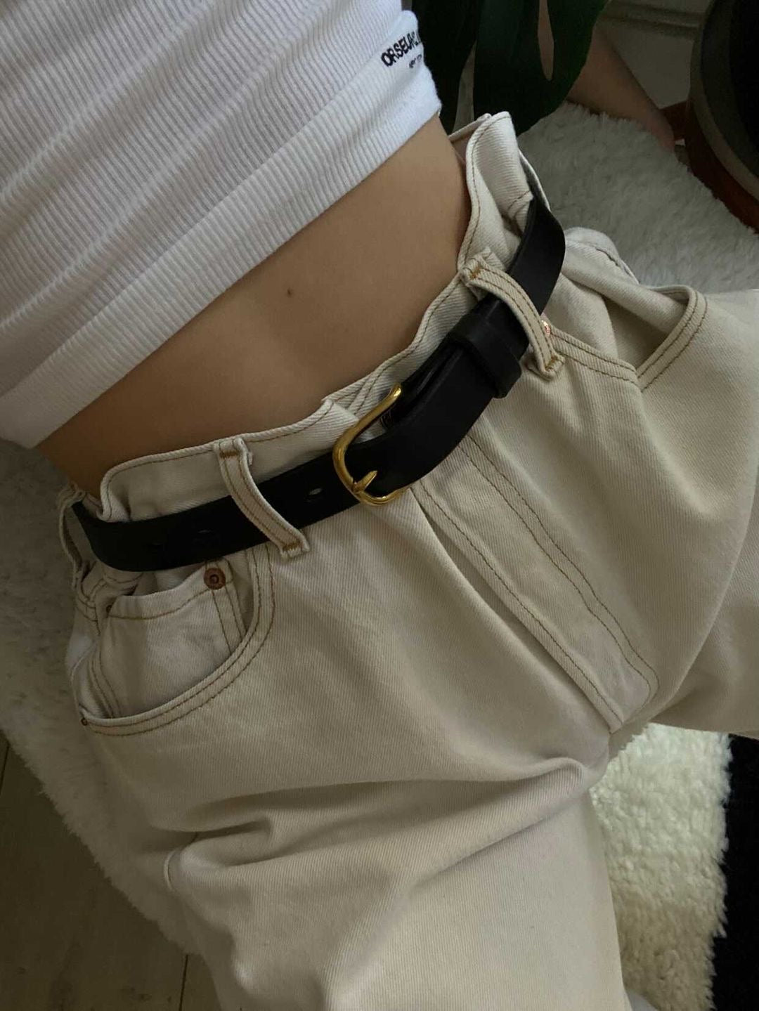 NYCBAMBI Christie Tyler wearing SAINT Leather Belt made in Australia