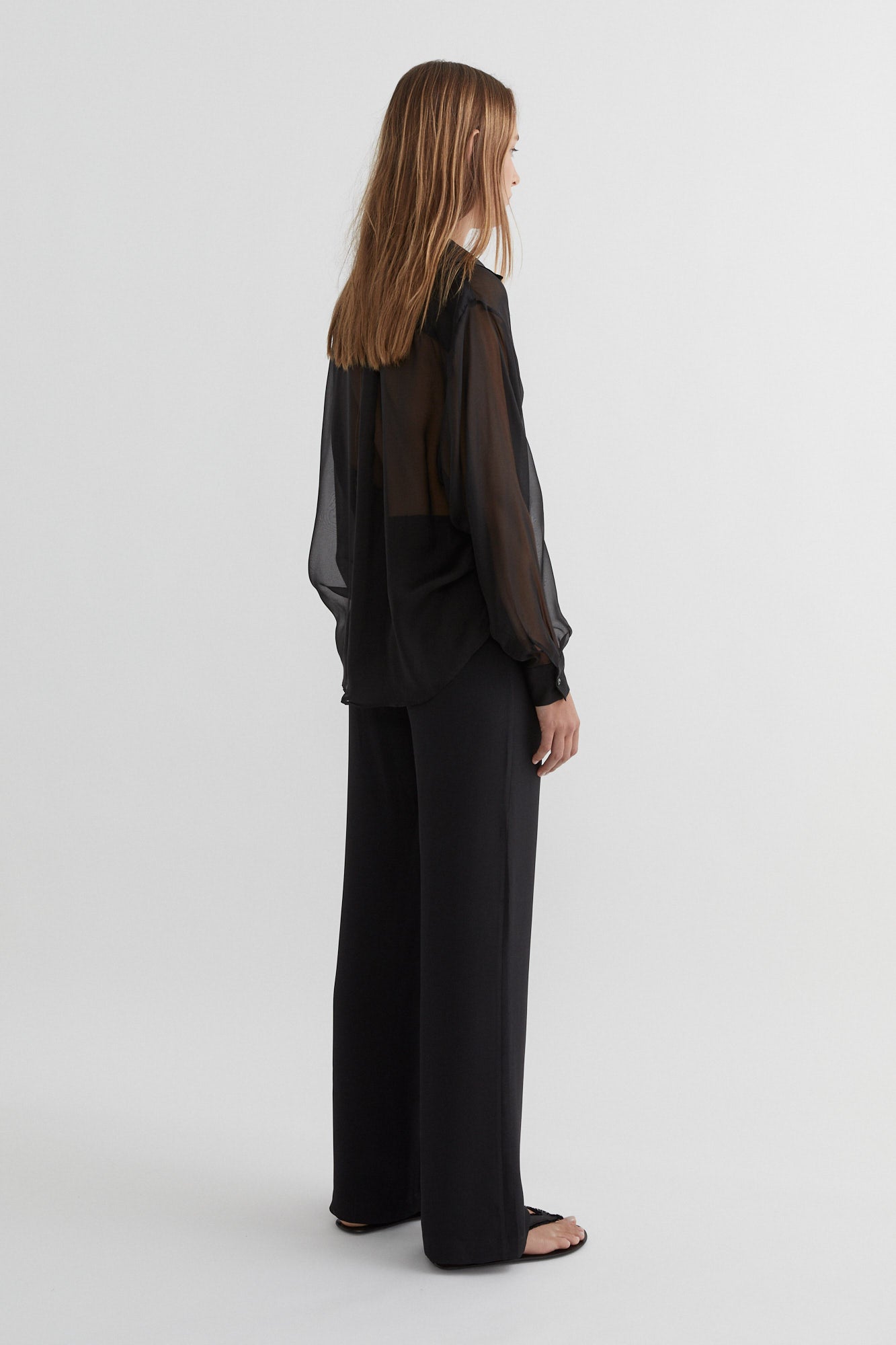 SAINT | Classic Silk Shirt Sheer Black