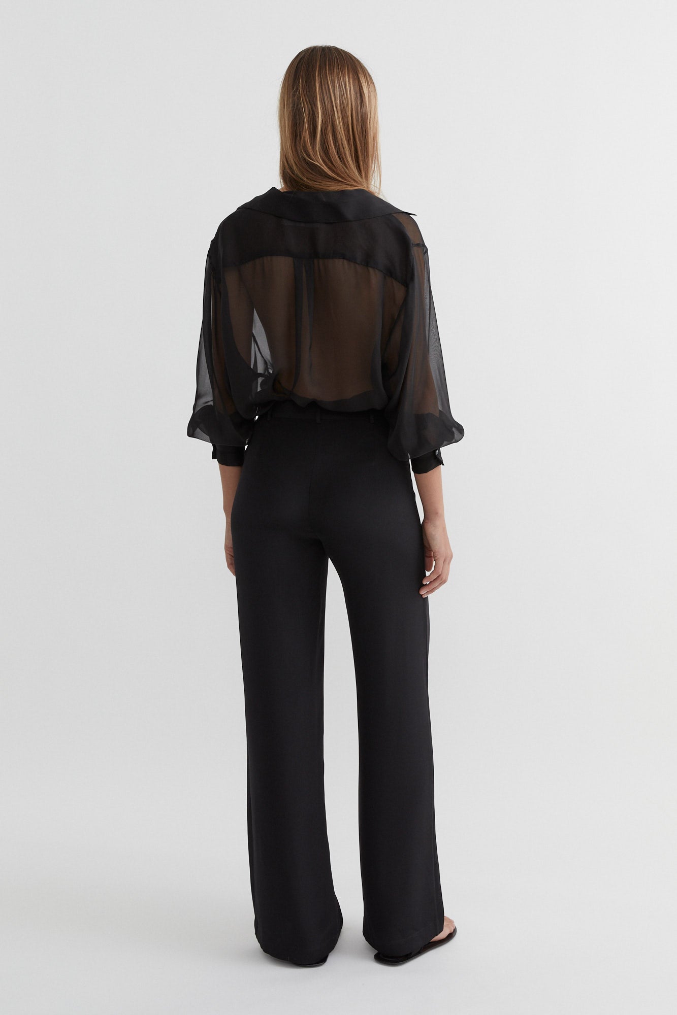 SAINT | Classic Silk Shirt Sheer Black