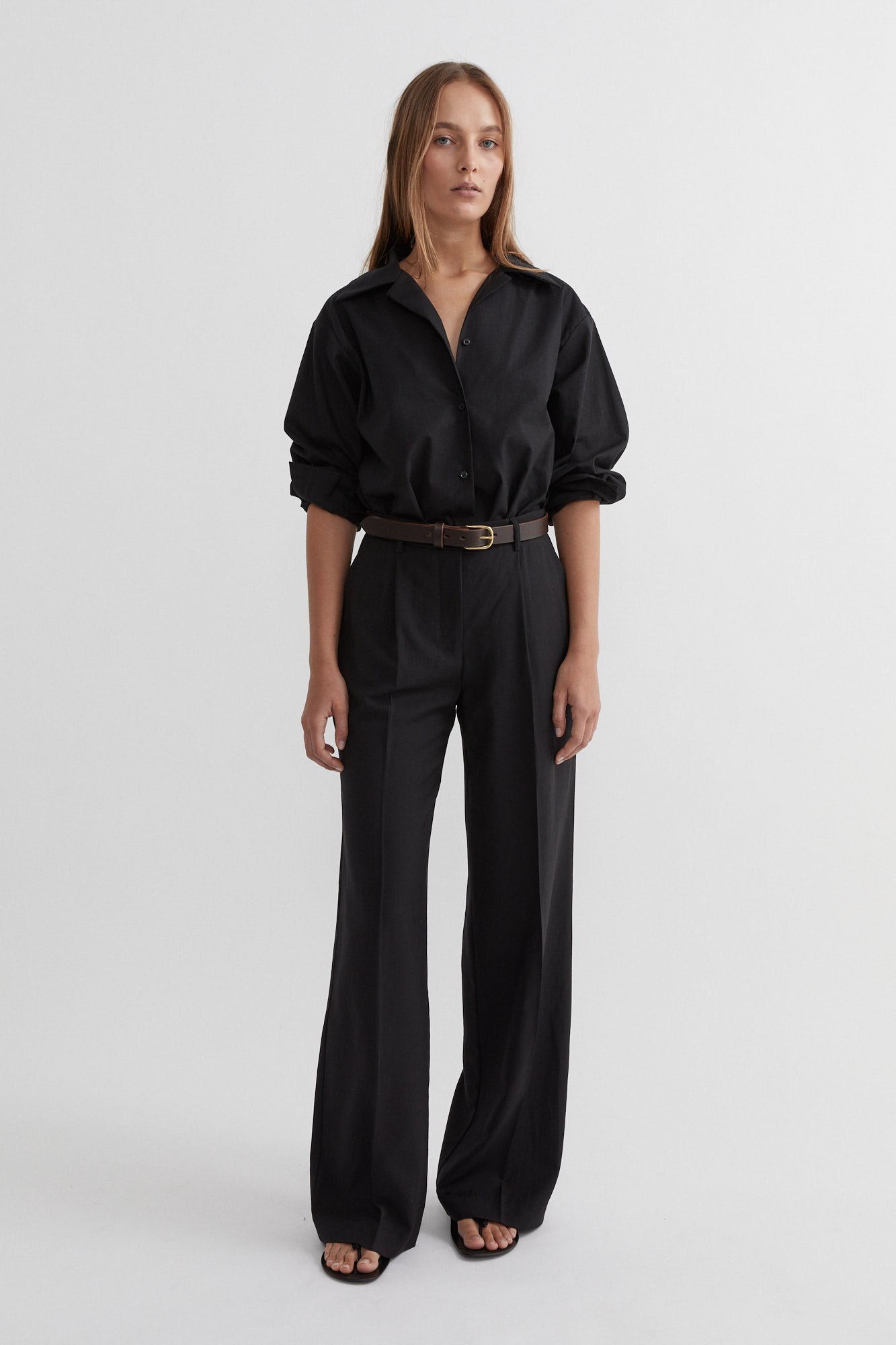 SAINT | Classic Leather Belt Espresso Brass