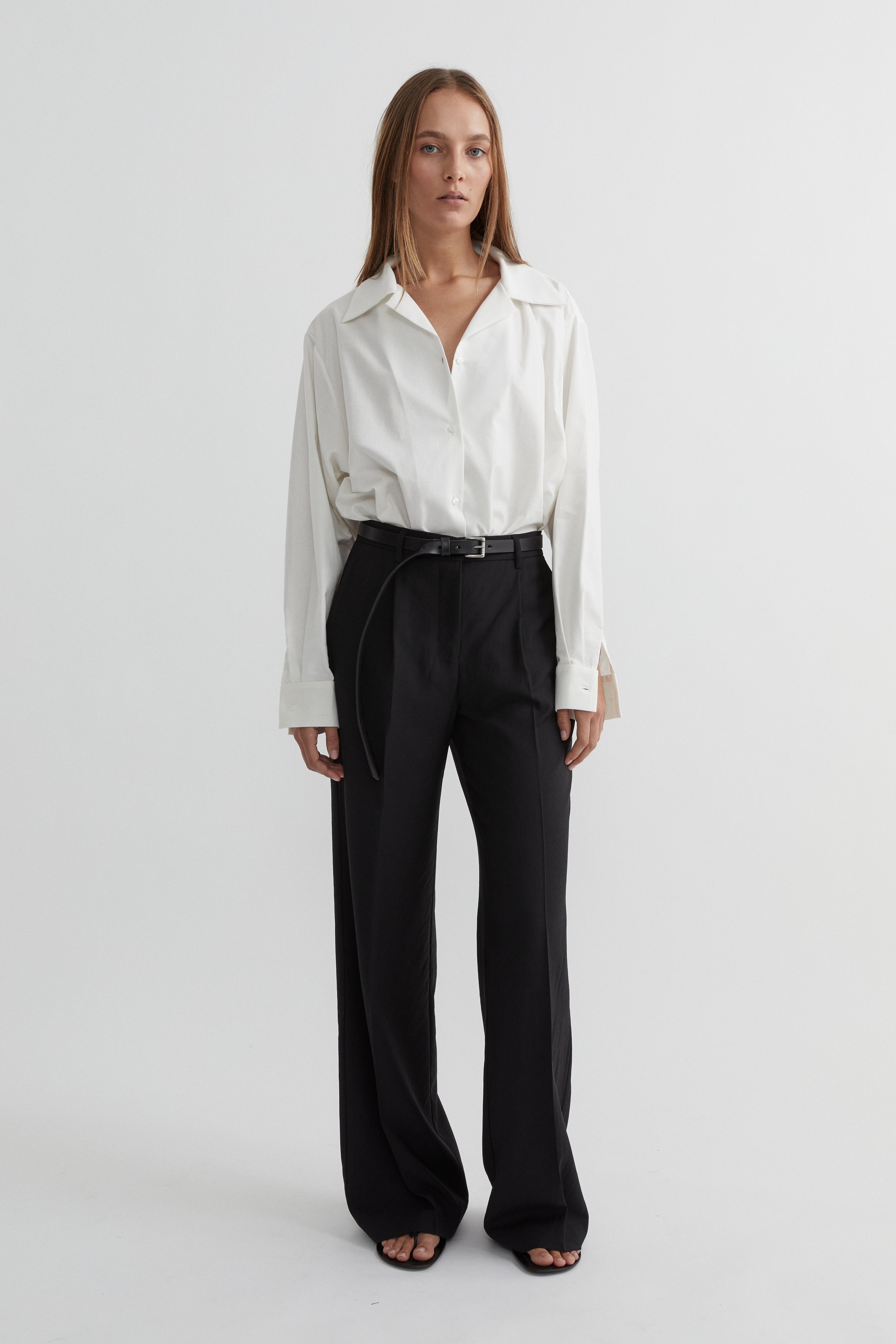 SAINT | Slim Leather Belt in Silver