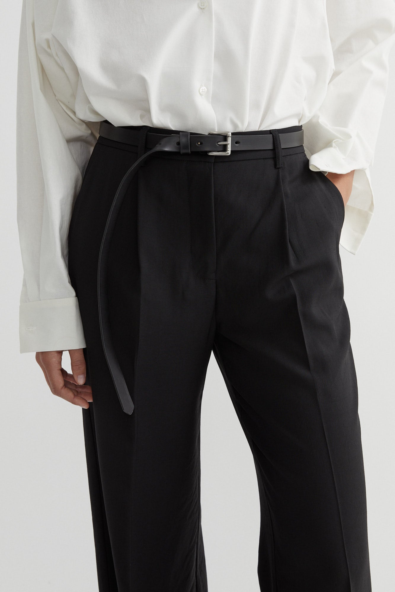 SAINT | Slim Leather Belt in Silver