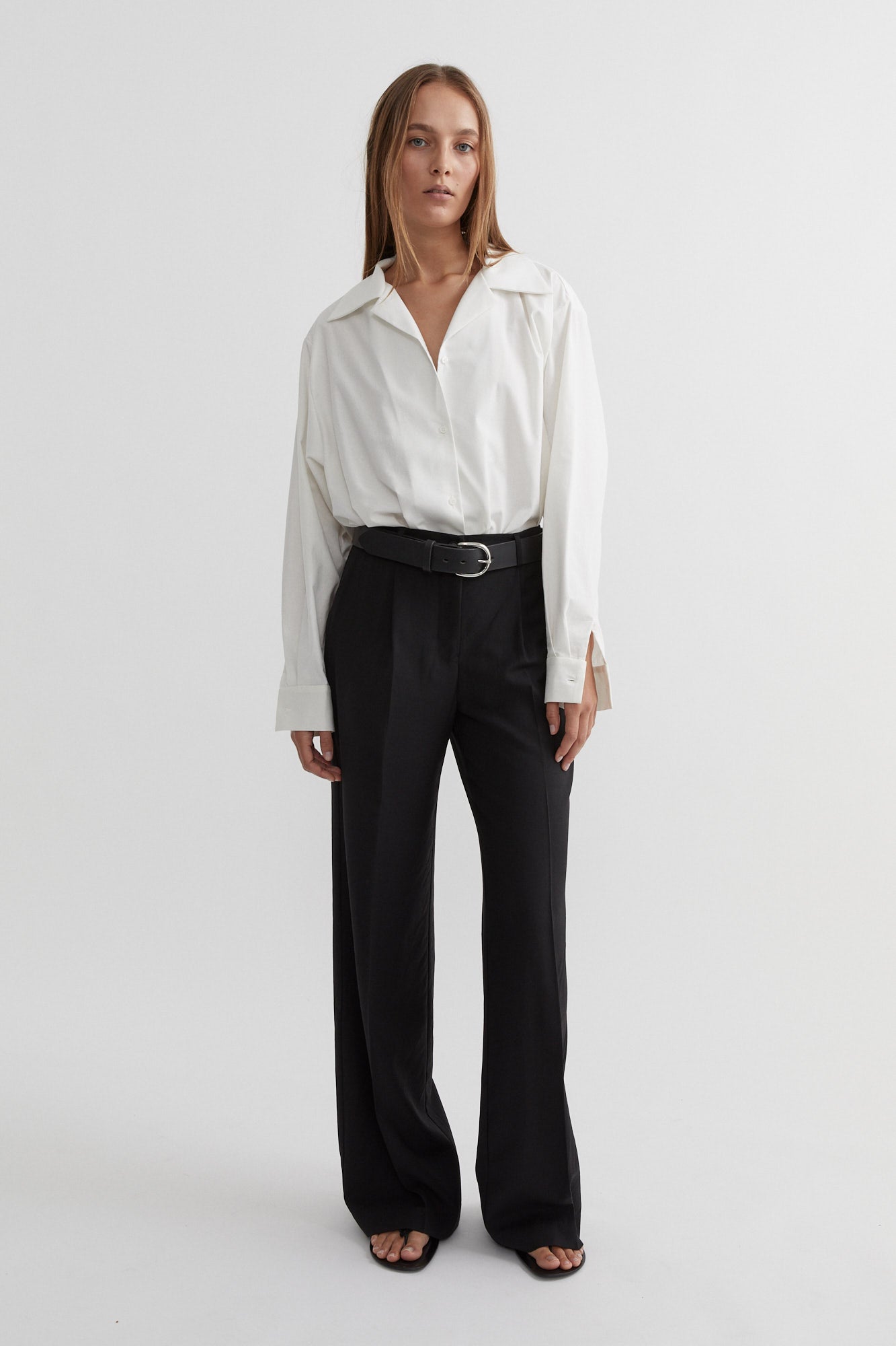 SAINT | Wide Leather Belt Silver