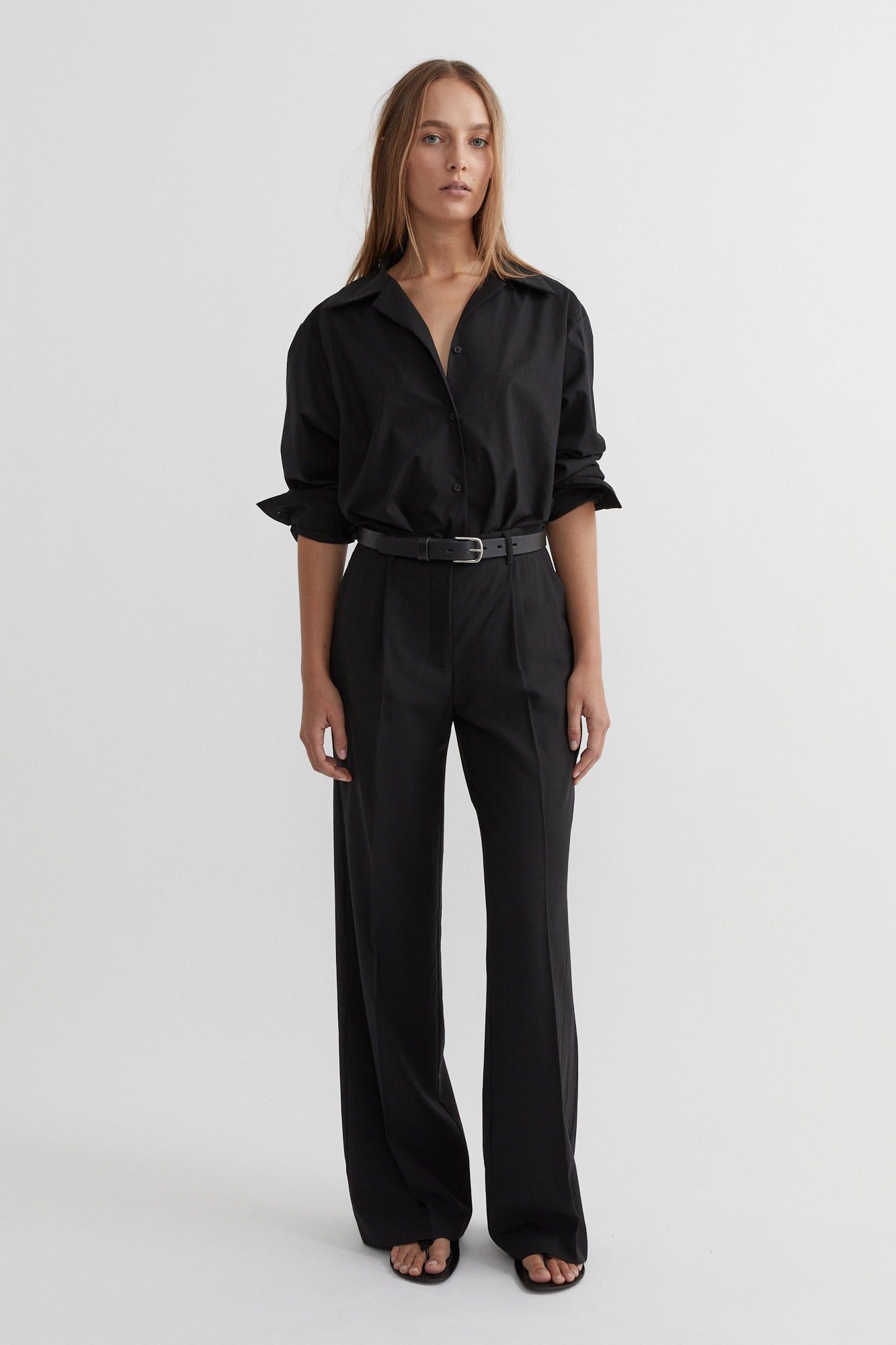 SAINT | Classic Leather Belt Black Silver