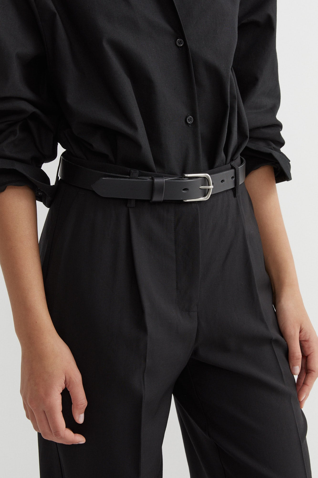 SAINT | Classic Leather Belt Black Silver