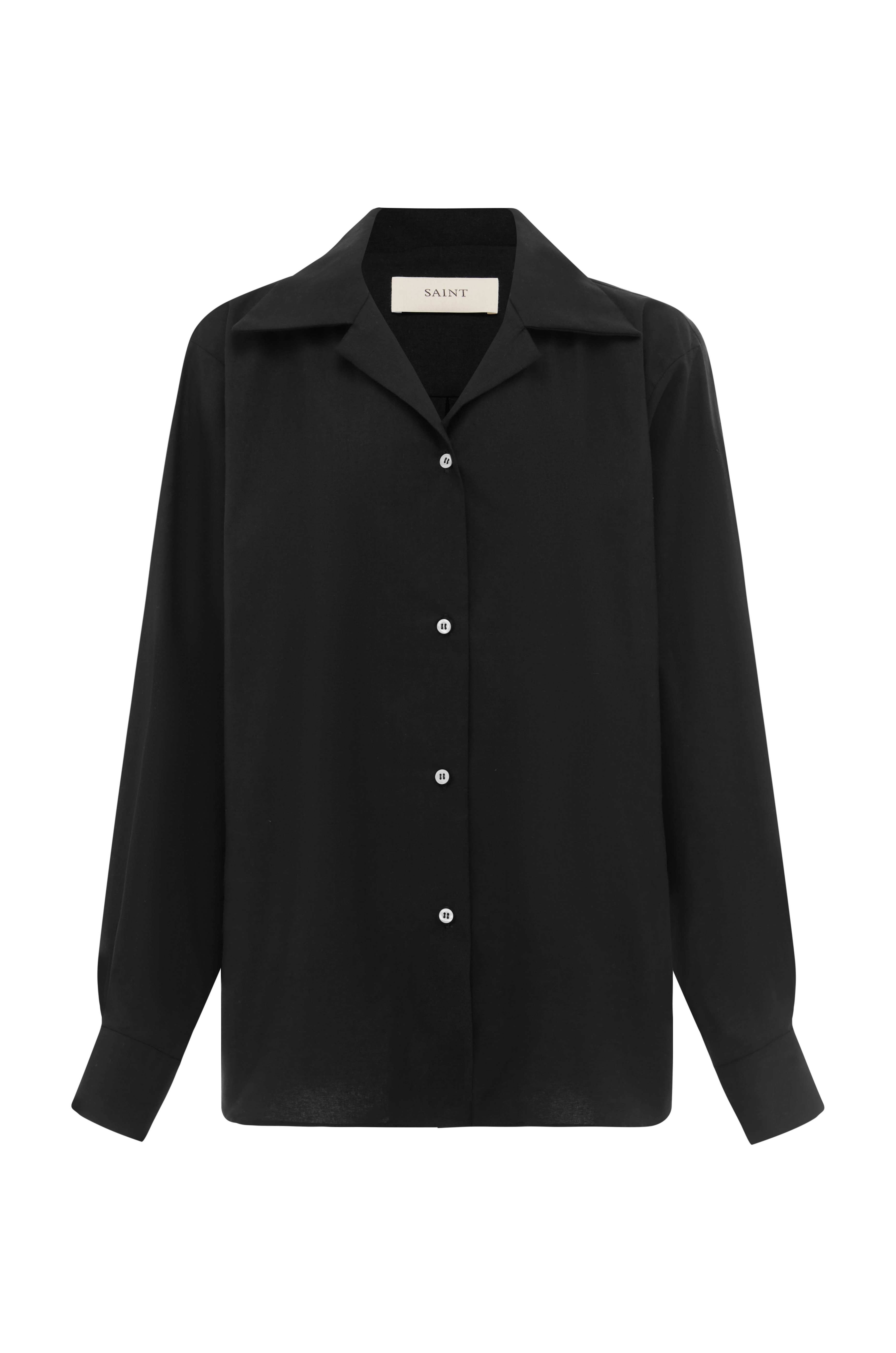 SAINT | Organic Cotton Shirt Black Mother-of-pearl
