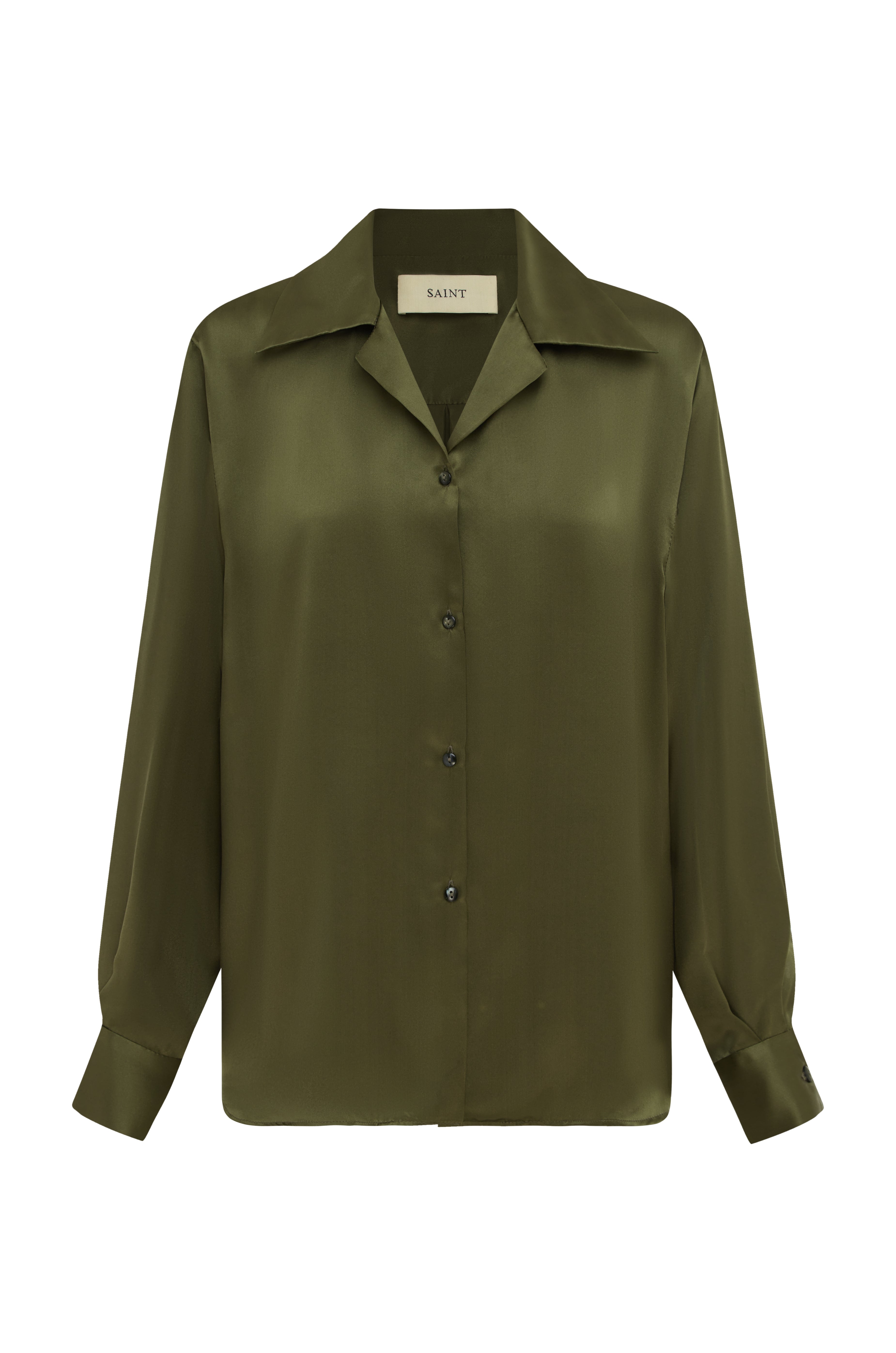 SAINT | Classic Silk Shirt Olive