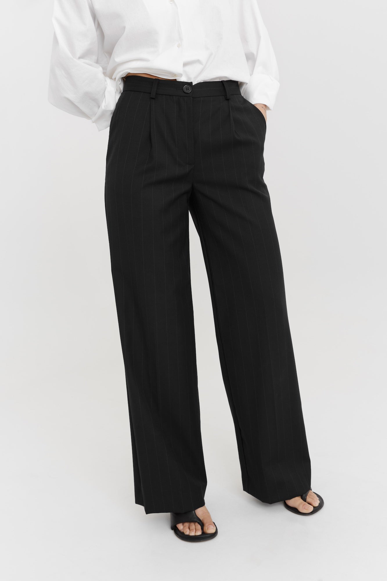 Tailored Pant in Black Pinstripe | SAINT