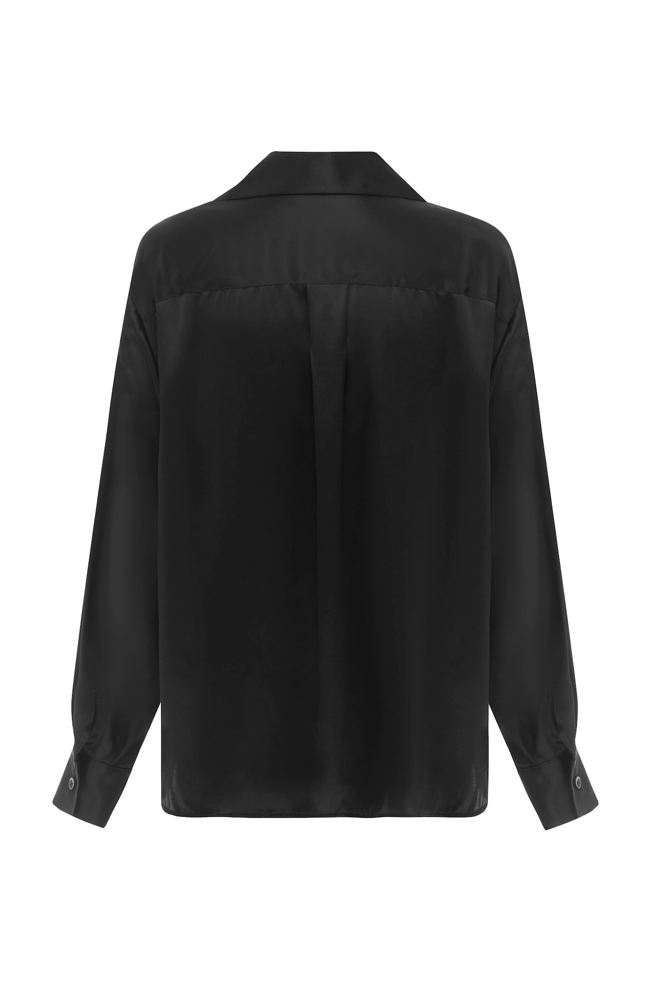 Classic Silk Shirt Black Satin | SAINT