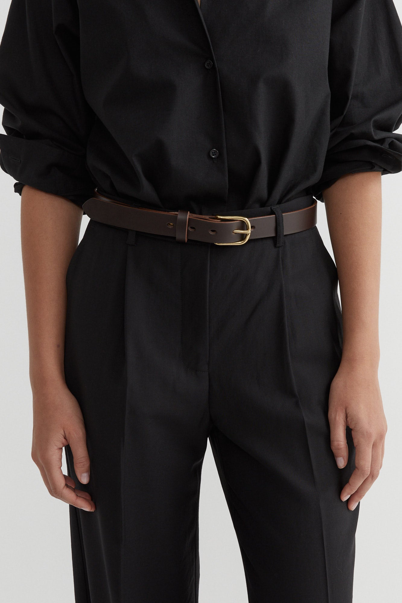 SAINT | Classic Leather Belt Espresso Brass