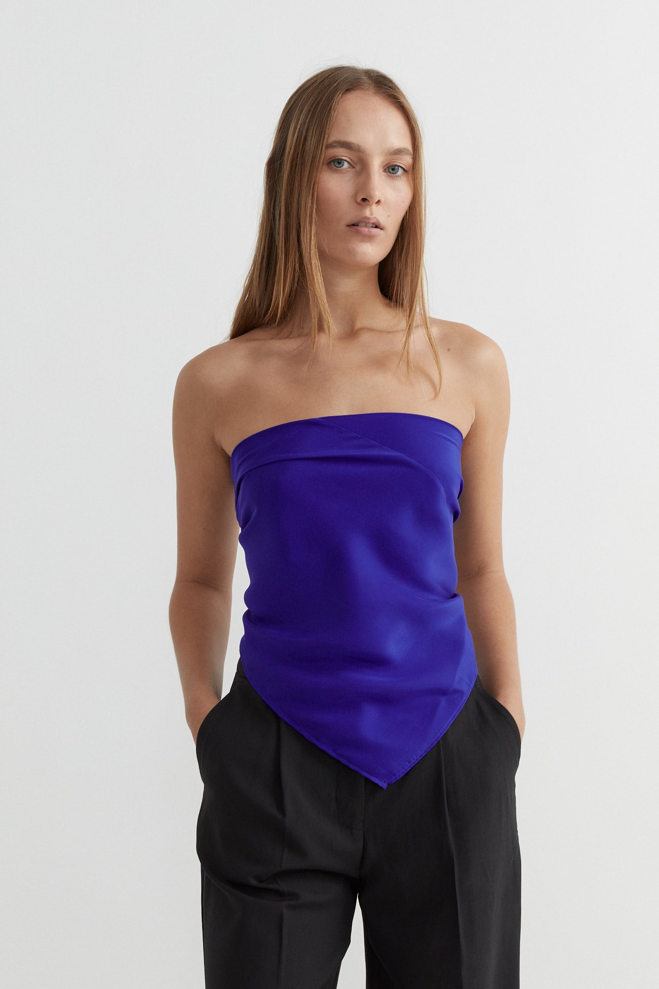 SAINT | Silk Scarf Top Blue