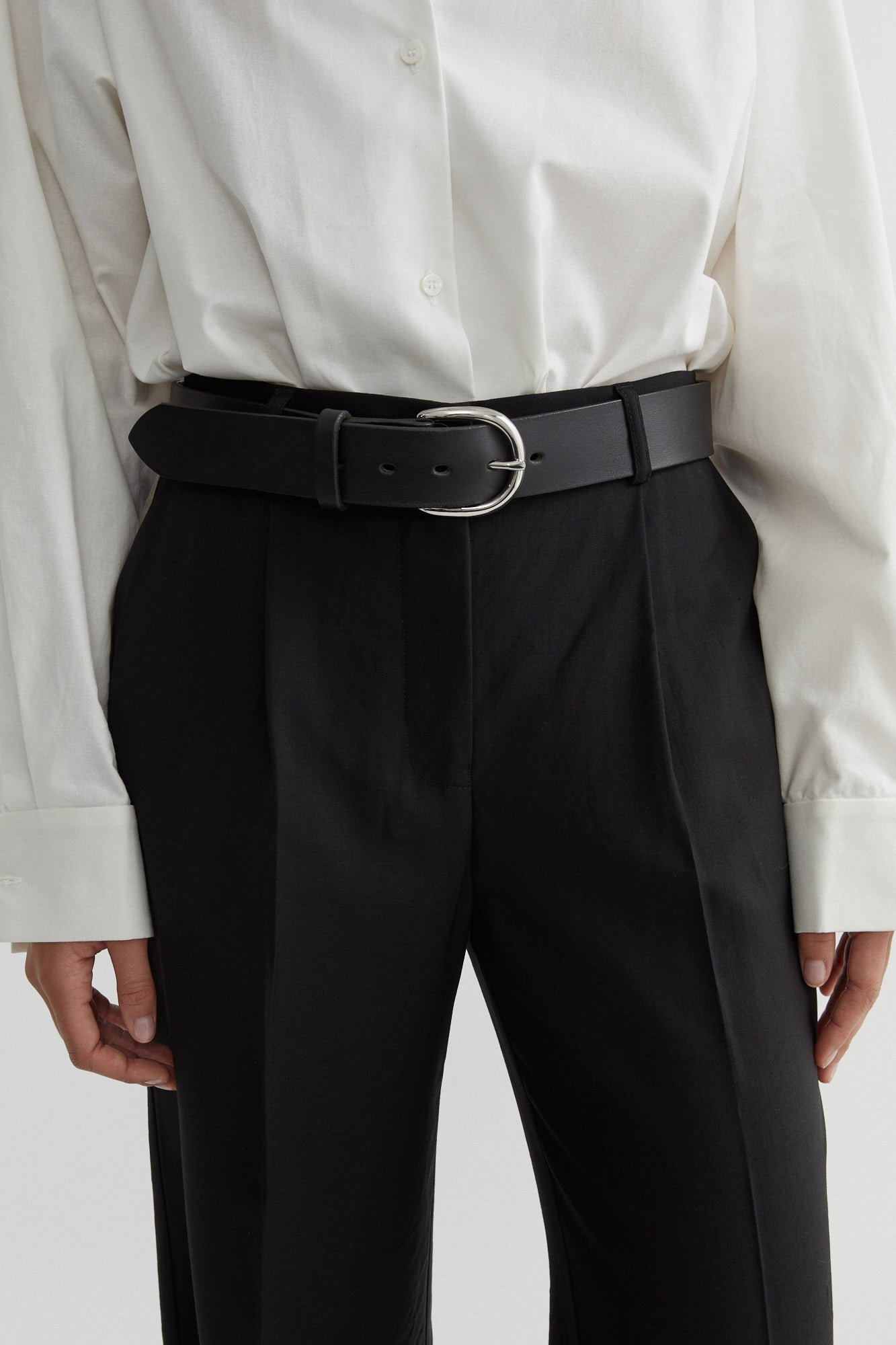 SAINT | Wide Leather Belt Silver