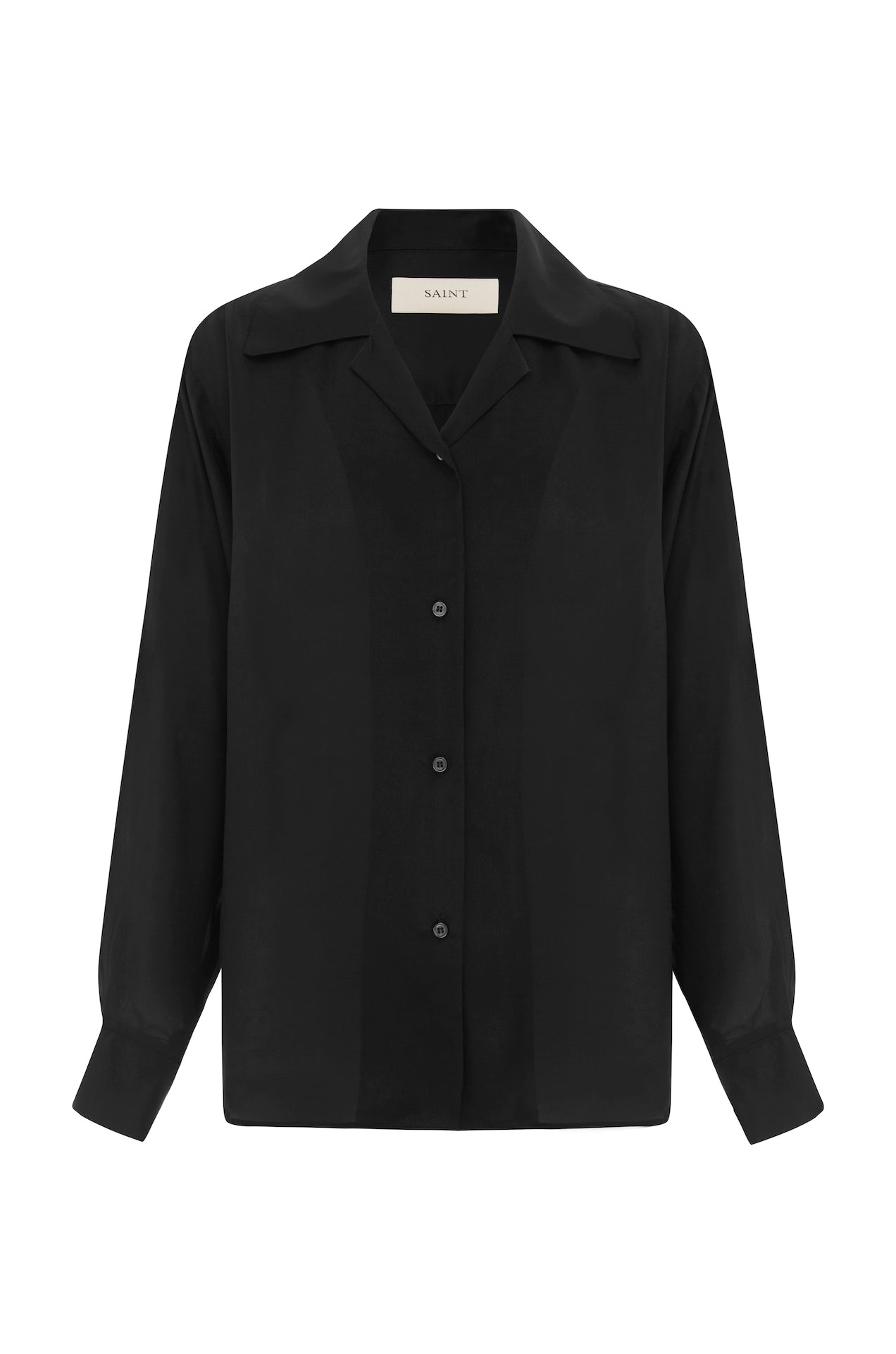Classic Silk Shirt in Black | SAINT